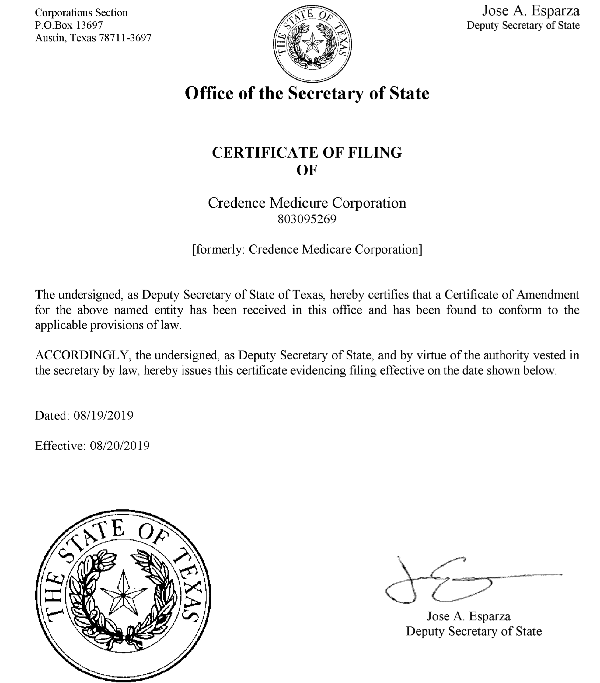 Credence Medicure Corporation